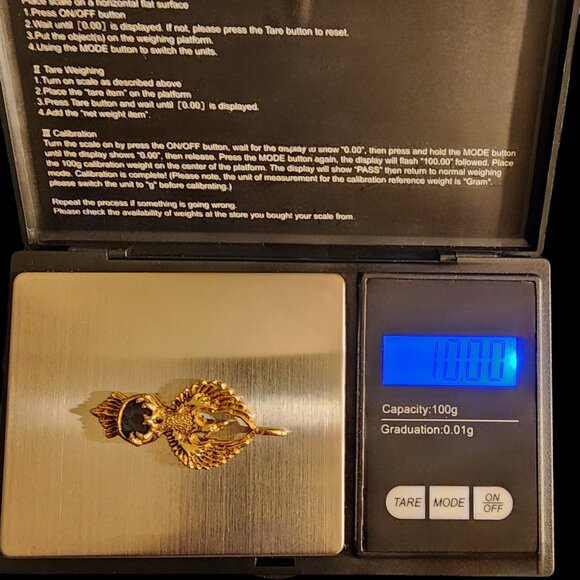 Custom 18 Karat Yellow Gold Phoenix Rising Pendant w/ Spectrolite by L Stetzler - Picture 7 of 9